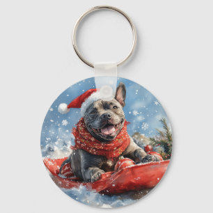 Llavero Perro Cane Corso en Trineo Deja que Nieve Navidad