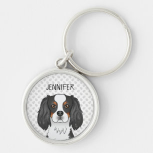 Llavero Perro Cavalier King Charles Spaniel de tres colore