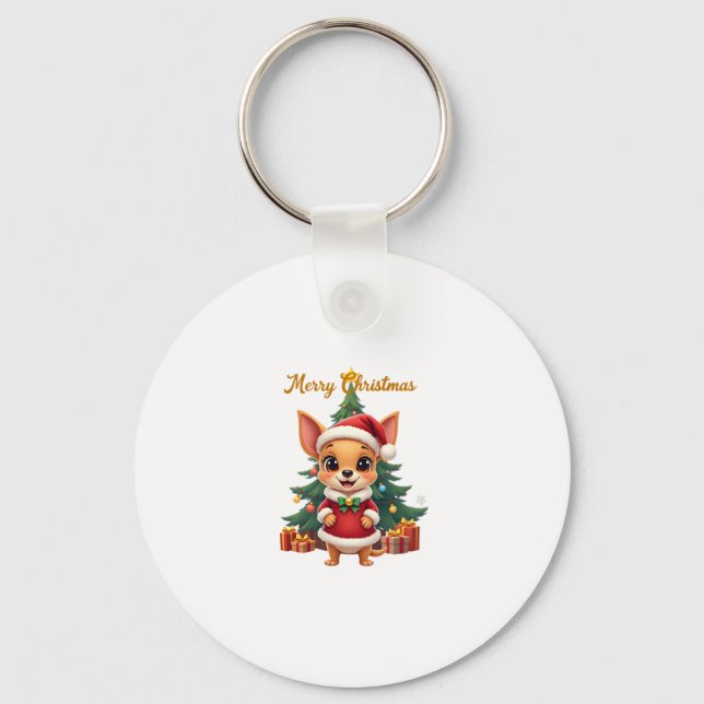 Llavero Perro Chihuahua Feliz Navidad (Anverso)