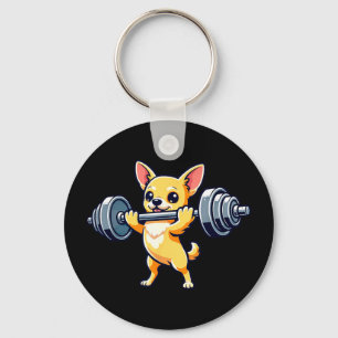 Llavero perro Chihuahua levantamiento de pesas gimnasio de
