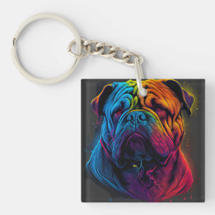 Llavero Perro chino Shar Pei brillante y brillante, Shar-P