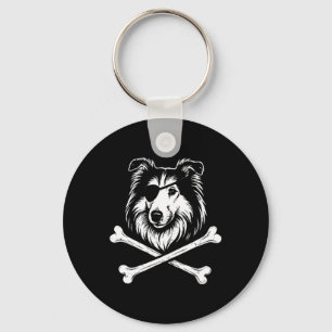 Llavero Perro Collie Huesos Cruzados Pirata Lindo