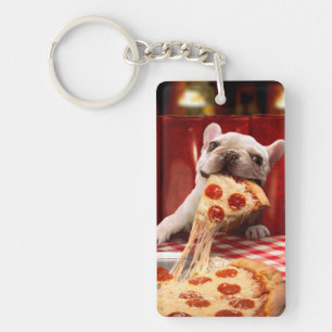Llavero Perro comiendo pizza Slice
