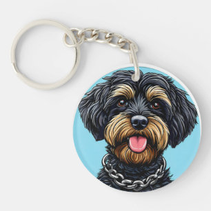 Llavero Perro con cadena sobre fondo azul