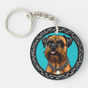 Llavero Perro con collar de cadena y fondo atrevido