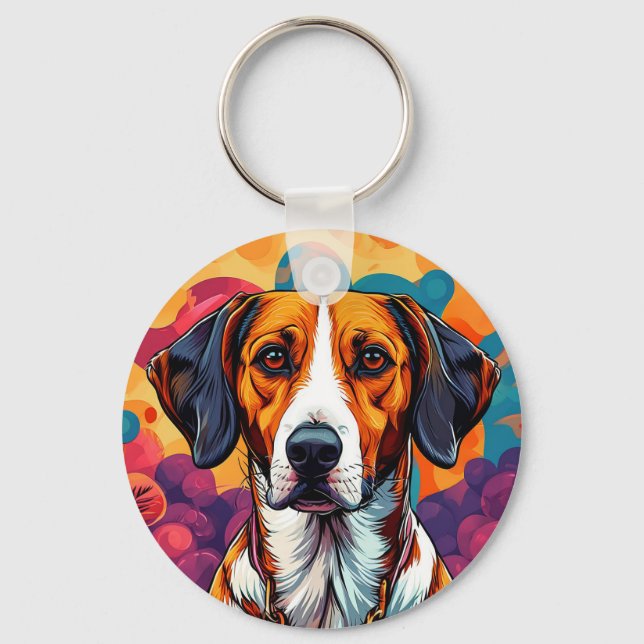 Llavero Perro con collar en un marco circular (Anverso)