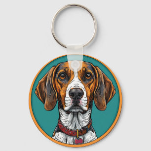 Llavero Perro con collar en un marco circular