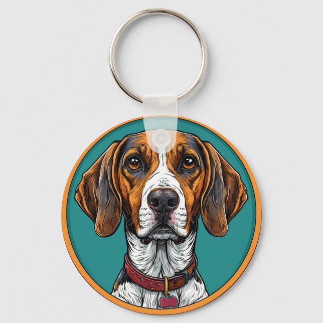 Llavero Perro con collar en un marco circular (Anverso)