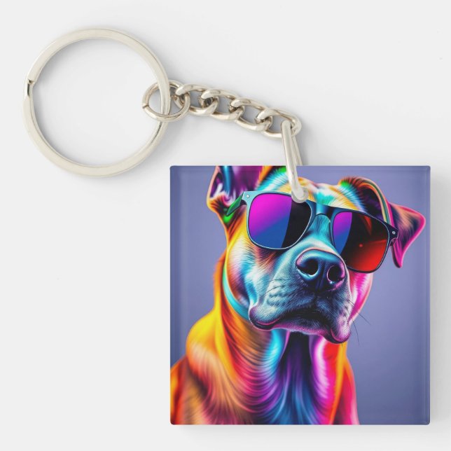 Llavero Perro con gafas de sol (Frente)