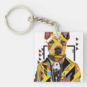 Llavero Perro con traje: Arte digital