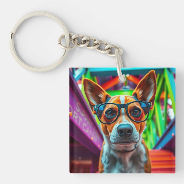 Llavero Perro Cool con Gafas de Sol (Frente)