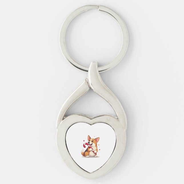 Llavero Perro Corgi Candy Cane Joy (Anverso)
