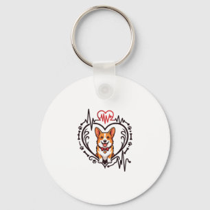 Llavero Perro Corgi Corazón Latido Ekg Corbata Patas