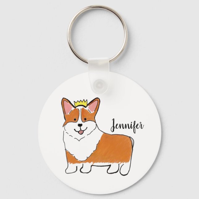 Llavero Perro corgi real personalizado (Anverso)
