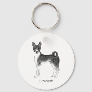 Llavero Perro Cute Basenji En Blanco Y Negro Y Personaliza