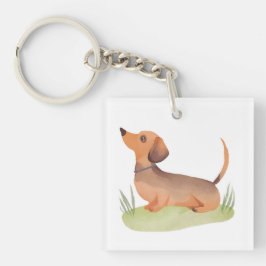 Llavero Perro Dachshund | Acuarela de mascota de perro lin