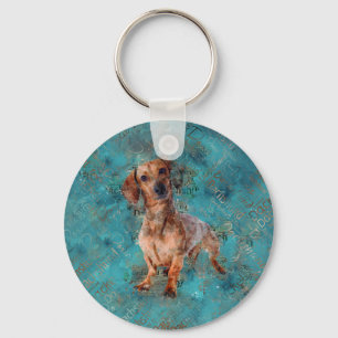 Llavero Perro Dachshund Arte mixto de medios