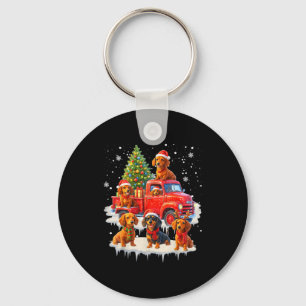 Llavero Perro Dachshund Camión Rojo Árbol de Navidad Santa