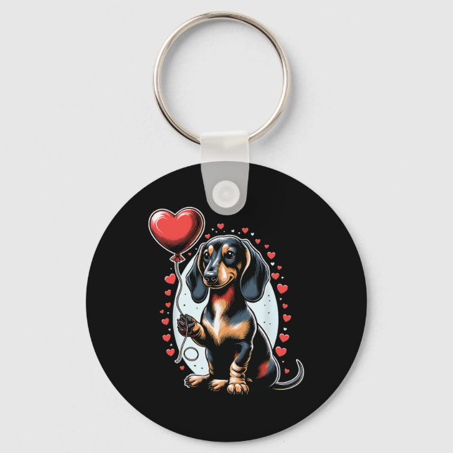 Llavero Perro Dachshund Día de San Valentín Dueño de perro (Anverso)