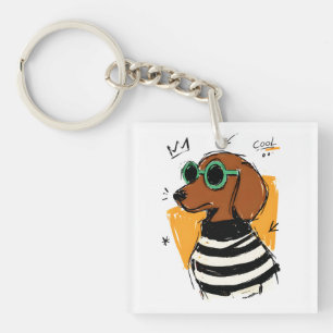 Llavero Perro Dachshund genial con gafas de sol