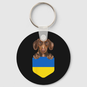 Llavero Perro Dachshund Marrón De La Bandera De Ucrania En