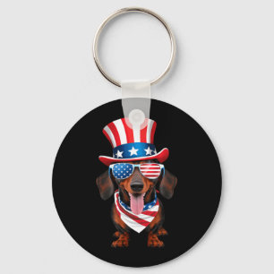 Llavero Perro Dachshund Sombrero de Geles de Bandera Ameri