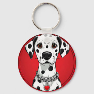 Llavero Perro dálmata con collar de corazón rojo