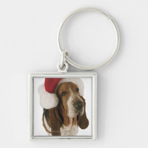 Llavero Perro de afloramiento en el gorra de Santa
