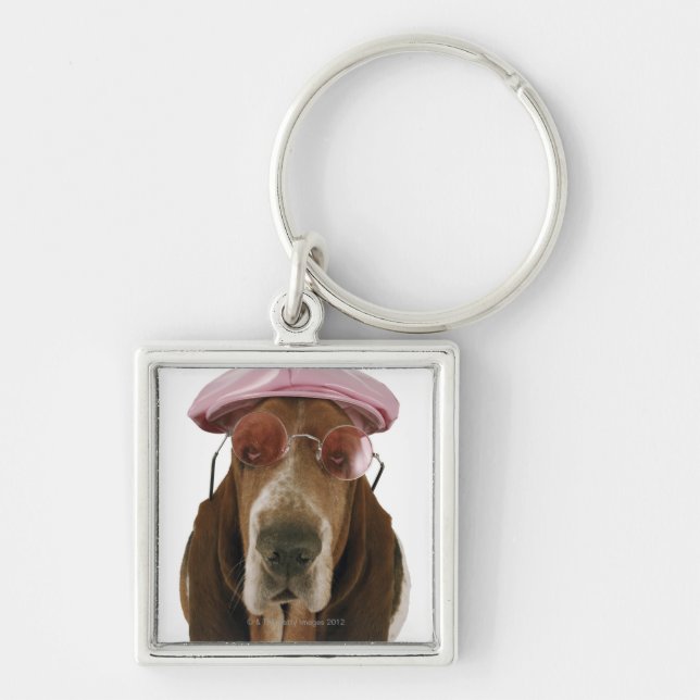 Llavero Perro de afloramiento en gafas de sol y casquillo (Frente)