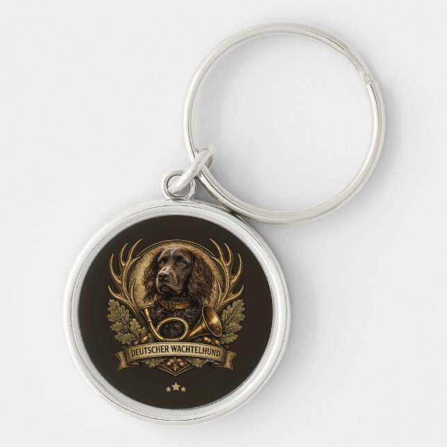 Llavero Perro de agua alemán , Logo de caza (Frente)
