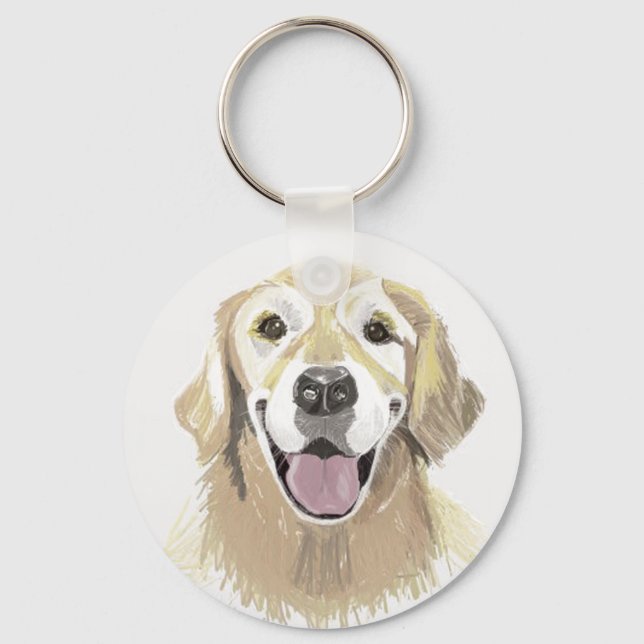 Llavero Perro de agua Retriever Dorado Riéndose (Anverso)