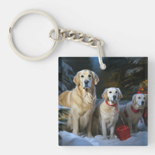 Llavero Perro de aguas retriever dorado Sleigh Nieve Decor