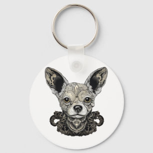 Llavero Perro de arte geométrico chihuahua Mosaic