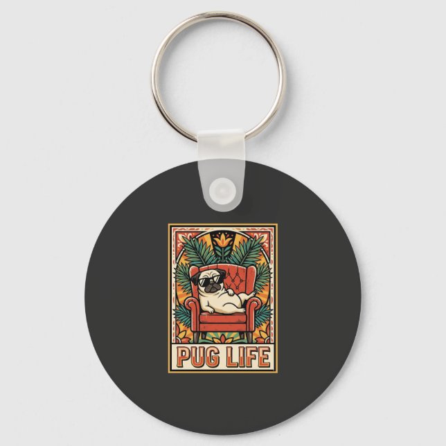Llavero Perro de Arte Popular Retro Pug (Anverso)