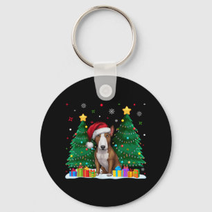 Llavero Perro de Bull Terrier Amantes De Santa Hat Feo Nav