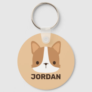 Llavero Perro de Corgi con nombre personalizado