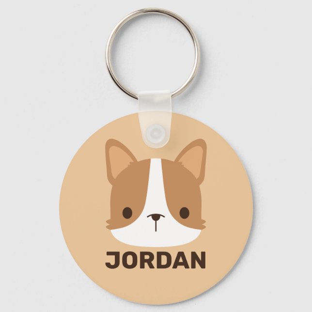 Llavero Perro de Corgi con nombre personalizado (Anverso)