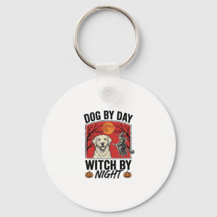 Llavero Perro De Día Bruja De Noche Vintage Halloween Perr