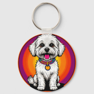 Llavero Perro de dibujos animados adorable que lleva una c