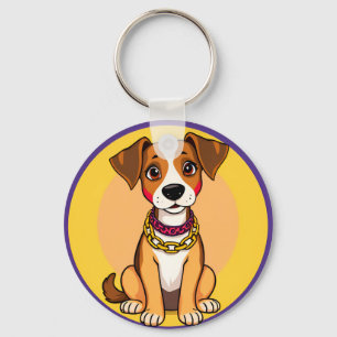 Llavero Perro de dibujos animados adorable que lleva una c