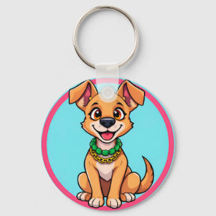 Llavero Perro de dibujos animados adorable sonriendo alegr