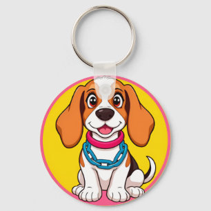 Llavero Perro de dibujos animados adorable sonriendo alegr