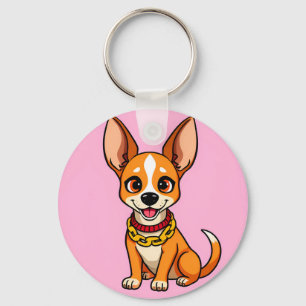 Llavero Perro de dibujos animados adorable sonriendo alegr