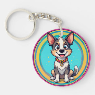 Llavero Perro de dibujos animados alegre diseño de mascota