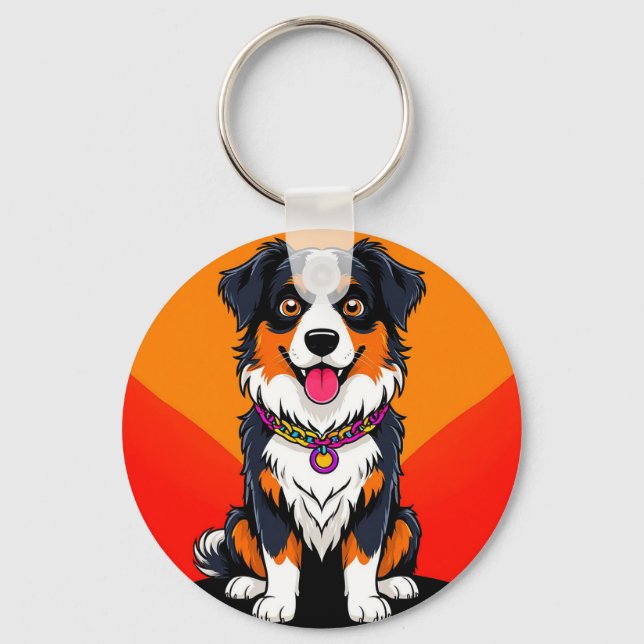 Llavero 🐶 Perro de Dibujos Animados Alegre para Llevar Di (Anverso)