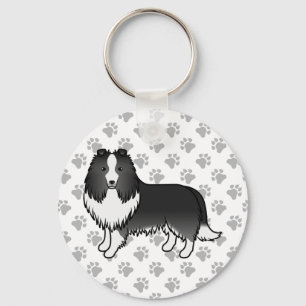 Llavero Perro de dibujos animados Bi-Black Shetland Sheepd