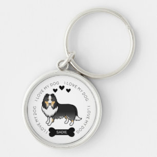 Llavero Perro de dibujos animados de oveja Shetland tricol