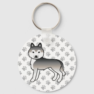 Llavero Perro de dibujos animados Husky Siberiano Gris & p