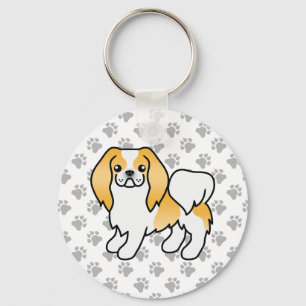 Llavero Perro de dibujos animados japonés Chin blanco y li