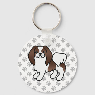 Llavero Perro de dibujos animados japonés Chin marrón y bl
